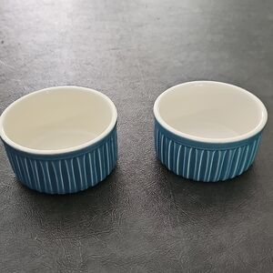 Blue and White Ceramic Ramekin Bowls